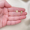 Oro Laminado Stud Earring, Gold Filled Style Cross Design, with White Micro Pave, Polished, Golden Finish, 02.344.0110.1