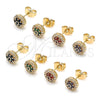 Gold Filled Ring — Stud Earring Flower Design with Garnet and White — alternate product view — SKU 152630 | Oro Laminado anillo — Stud Earring flor diseño with Garnet and blanco — SKU 152630