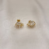 Oro Laminado Stud Earring, Gold Filled Style with Ivory Pearl, Polished, Golden Finish, 02.379.0046