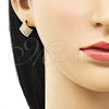 Oro Laminado Stud Earring, Gold Filled Style with Ivory Pearl, Polished, Golden Finish, 02.379.0047
