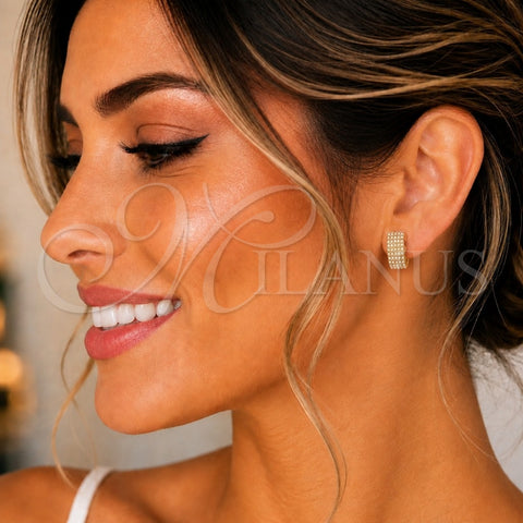 Oro Laminado Stud Earring, Gold Filled Style with Ivory Pearl, Polished, Golden Finish, 02.379.0048