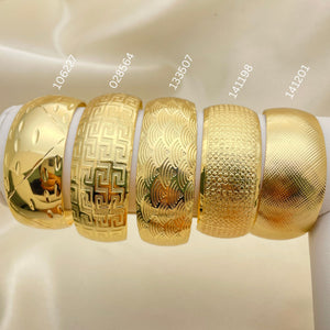 Gold Filled Jewelry — 12 Assorted Wide Cuff Bangles in $8.33 each — main product view — SKU 152646 | Oro Laminado joyería — 12 Assorted Wide Cuff Bangles in $8.33 each — SKU 152646