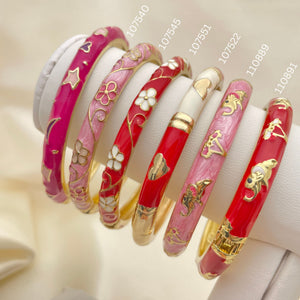 Gold Filled Jewelry — 15 Assorted Cute Enamel Hinge Bangles in $6.67 — main product view — SKU 152648 | Oro Laminado joyería — 15 Assorted Cute Enamel Hinge Bangles in $6.67 — SKU 152648