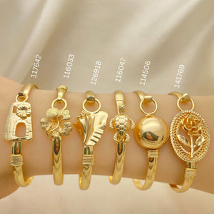Gold Filled Jewelry — 12 Assorted Carribbean Flex Bangles in $8.33 each — main product view — SKU 152649 | Oro Laminado joyería — 12 Assorted Carribbean Flex Bangles in $8.33 each — SKU 152649
