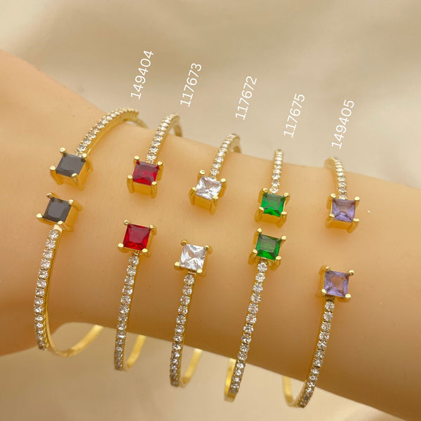 Gold Filled Jewelry — 15 Assorted Cubic Zirconia Bangles in $6.67 each — main product view — SKU 152650 | Oro Laminado joyería — 15 Assorted Cubic Zirconia Bangles in $6.67 each — SKU 152650