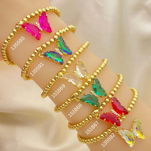 Gold Filled Bracelet — 15 Assorted Flex Bead Bracelets in $6.67 each — main product view — SKU 152655 | Oro Laminado brazalete — 15 Assorted Flex Bead Bracelets in $6.67 each — SKU 152655
