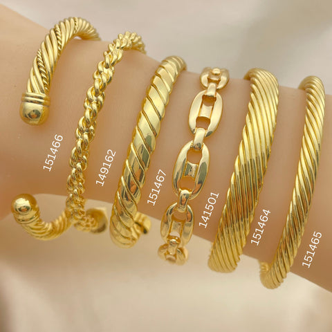 15 Assorted Bold Gold Cuff Bangles in Oro Laminado Gold Filled ($6.67 each) for $100 Gold Layered