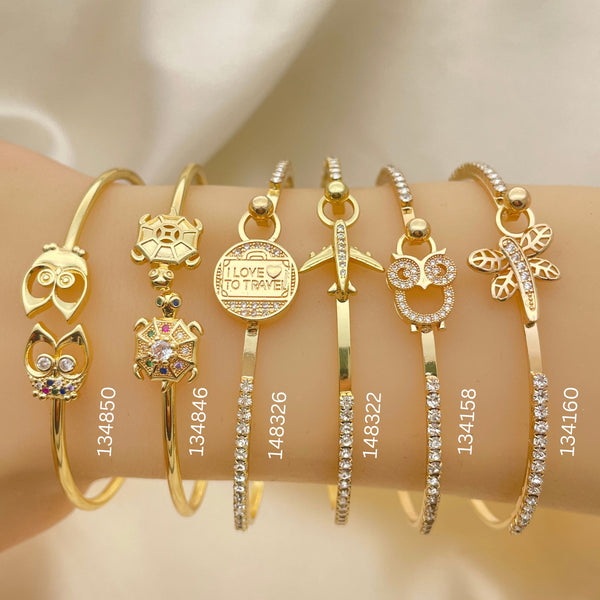 Gold Filled Jewelry — 15 Assorted Flex Zirconia Bangles in $6.67 each — main product view — SKU 152661 | Oro Laminado joyería — 15 Assorted Flex Zirconia Bangles in $6.67 each — SKU 152661