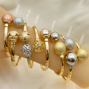 Gold Filled Jewelry — 12 Assorted Flex Ball Bangles in 18Kt. Wholesale — main product view — SKU 152664 | Oro Laminado joyería — 12 Assorted Flex Ball Bangles in 18Kt. Wholesale — SKU 152664