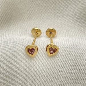 Gold Filled Ring — Stud Earring Heart Design with Violet Cubic Zirconia — main product view — SKU 152668 | Oro Laminado anillo — Stud Earring corazón diseño with Violet Cubic Zirconia — SKU 152668