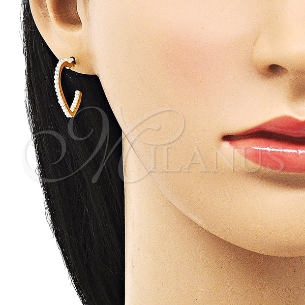 Gold Filled Ring — Stud Earring Heart Design with Ivory Pearl Polished — main product view — SKU 152670 | Oro Laminado anillo — Stud Earring corazón diseño with Ivory Pearl pulido — SKU 152670