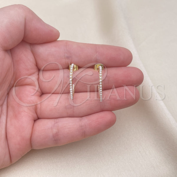 Gold Filled Ring — Stud Earring Heart Design with Ivory Pearl Polished — alternate product view — SKU 152670 | Oro Laminado anillo — Stud Earring corazón diseño with Ivory Pearl pulido — SKU 152670