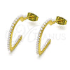 Oro Laminado Stud Earring, Gold Filled Style Heart Design, with Ivory Pearl, Polished, Golden Finish, 02.379.0049