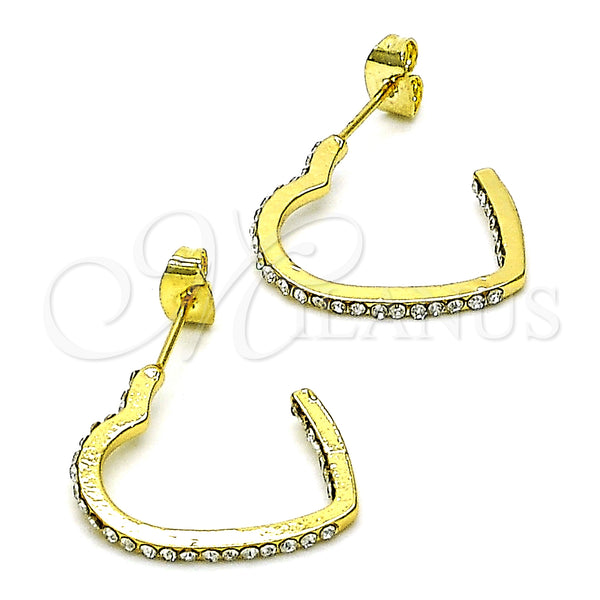 Gold Filled Ring — Stud Earring Heart Design with White Crystal Polished — alternate product view — SKU 152671 | Oro Laminado anillo — Stud Earring corazón diseño with cristal blanco pulido — SKU 152671