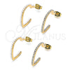 Oro Laminado Stud Earring, Gold Filled Style Heart Design, with White Crystal, Polished, Golden Finish, 02.379.0049.1