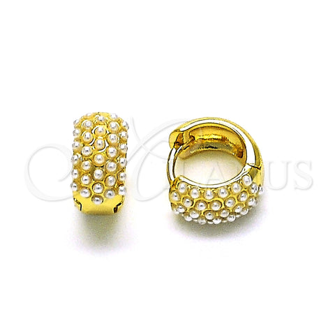 Oro Laminado Stud Earring, Gold Filled Style with Ivory Pearl, Polished, Golden Finish, 02.379.0050.12