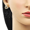 Oro Laminado Stud Earring, Gold Filled Style Love Knot Design, with Ivory Pearl, Polished, Golden Finish, 02.379.0051