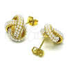 Oro Laminado Stud Earring, Gold Filled Style Love Knot Design, with Ivory Pearl, Polished, Golden Finish, 02.379.0051