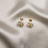 Oro Laminado Stud Earring, Gold Filled Style Love Knot Design, with Ivory Pearl, Polished, Golden Finish, 02.379.0051