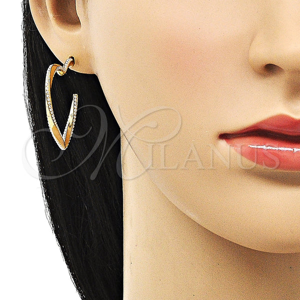 Gold Filled Ring — Stud Earring Heart and Twist Design with Ivory — alternate product view — SKU 152674 | Oro Laminado anillo — Stud Earring corazón and Twist diseño with Ivory — SKU 152674