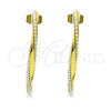 Oro Laminado Stud Earring, Gold Filled Style Heart and Twist Design, with Ivory Pearl, Polished, Golden Finish, 02.379.0052