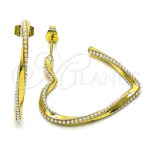 Gold Filled Ring — Stud Earring Heart and Twist Design with Ivory — main product view — SKU 152674 | Oro Laminado anillo — Stud Earring corazón and Twist diseño with Ivory — SKU 152674