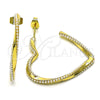 Oro Laminado Stud Earring, Gold Filled Style Heart and Twist Design, with Ivory Pearl, Polished, Golden Finish, 02.379.0052