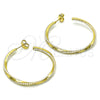 Oro Laminado Medium Hoop, Gold Filled Style Twist Design, with Ivory Pearl, Polished, Golden Finish, 02.379.0053.40