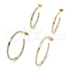 Oro Laminado Medium Hoop, Gold Filled Style Twist Design, with White Crystal, Polished, Golden Finish, 02.379.0053.1.30