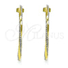 Oro Laminado Medium Hoop, Gold Filled Style Twist Design, with White Crystal, Polished, Golden Finish, 02.379.0053.1.40