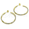 Oro Laminado Medium Hoop, Gold Filled Style Twist Design, with White Crystal, Polished, Golden Finish, 02.379.0053.1.40