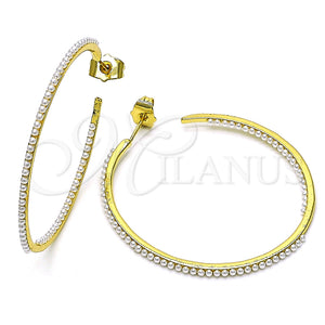 Gold Filled Hoop Earrings — Medium Hoop with Ivory Pearl Polished 02. — main product view — SKU 152682 | Oro Laminado aretes de aro — Medium Hoop with Ivory Pearl pulido 02. — SKU 152682