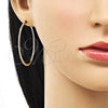 Oro Laminado Medium Hoop, Gold Filled Style with White Crystal, Polished, Golden Finish, 02.379.0055.1.45