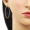 Oro Laminado Medium Hoop, Gold Filled Style with White Crystal, Polished, Golden Finish, 02.379.0055.1.45
