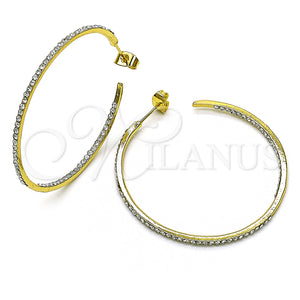 Gold Filled Hoop Earrings — Medium Hoop with White Crystal Polished 02. — main product view — SKU 152683 | Oro Laminado aretes de aro — Medium Hoop with cristal blanco pulido 02. — SKU 152683