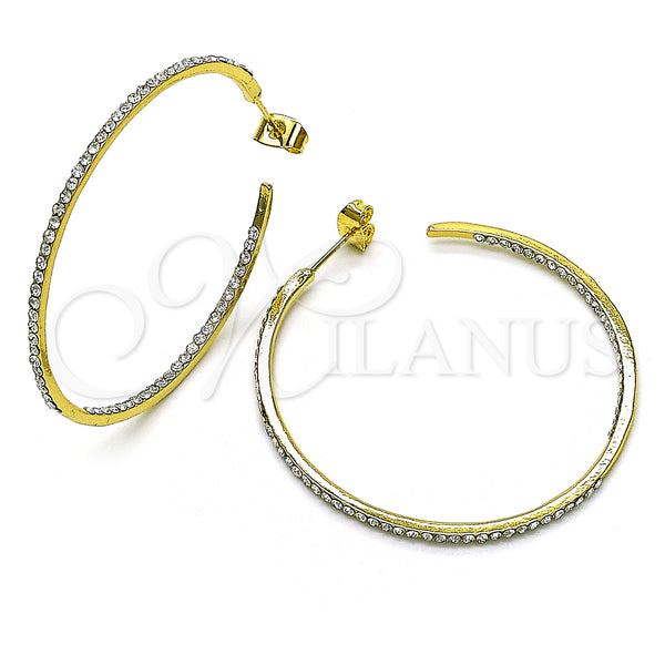 Gold Filled Hoop Earrings — Medium Hoop with White Crystal Polished 02. — main product view — SKU 152683 | Oro Laminado aretes de aro — Medium Hoop with cristal blanco pulido 02. — SKU 152683