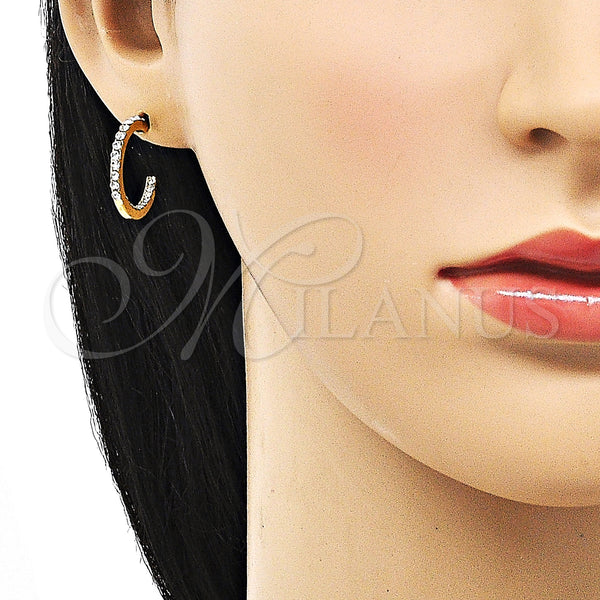 Gold Filled Hoop Earrings — Small Hoop with White Crystal Polished 02. — alternate product view — SKU 152685 | Oro Laminado aretes de aro — Small Hoop with cristal blanco pulido 02. — SKU 152685