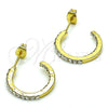 Oro Laminado Small Hoop, Gold Filled Style with White Crystal, Polished, Golden Finish, 02.379.0056.1.20