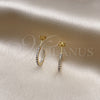 Oro Laminado Small Hoop, Gold Filled Style with White Crystal, Polished, Golden Finish, 02.379.0056.1.20