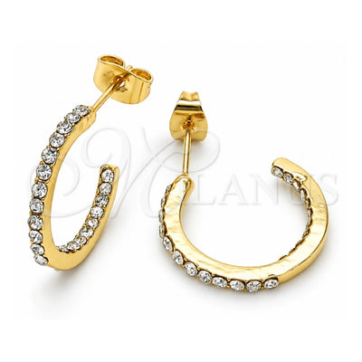 Oro Laminado Small Hoop, Gold Filled Style with White Crystal, Polished, Golden Finish, 02.379.0056.1.20