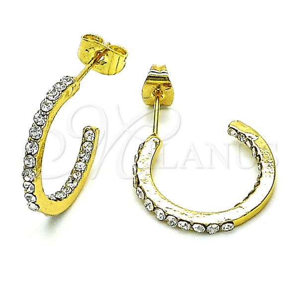Gold Filled Hoop Earrings — Small Hoop with White Crystal Polished 02. — main product view — SKU 152685 | Oro Laminado aretes de aro — Small Hoop with cristal blanco pulido 02. — SKU 152685