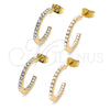 Oro Laminado Small Hoop, Gold Filled Style with White Crystal, Polished, Golden Finish, 02.379.0056.1.20