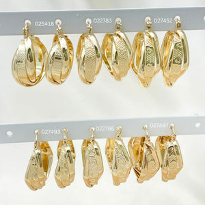 Gold Filled Hoop Earrings — 30 Assorted Double and Triple Hoops in $3.33 — main product view — SKU 152686 | Oro Laminado aretes de aro — 30 Assorted Double and Triple Hoops in $3.33 — SKU 152686
