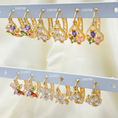 Gold Filled Hoop Earrings — 30 Assorted Hoops with Zirconias in $3.33 each for wholesale, main product view