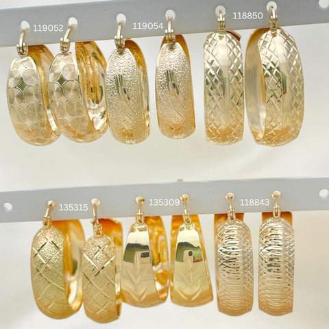 30 argollas surtidas en forma de cúpula con corte de diamante en oro laminado con relleno de oro ($3.33 cada una) por $100 en capas de oro 
