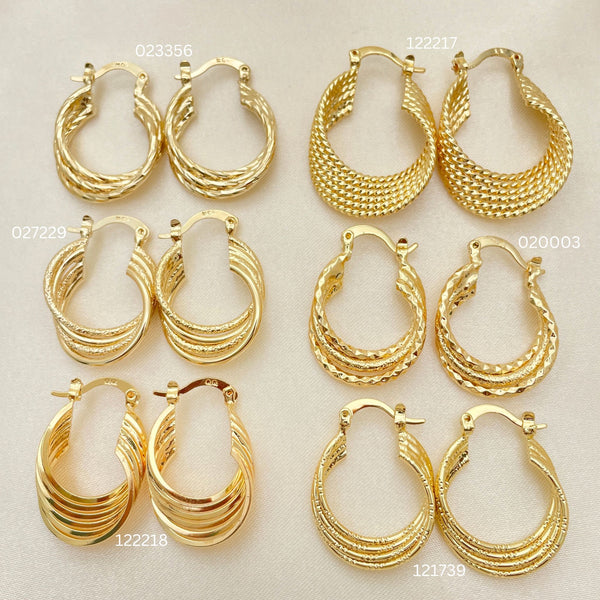 30 Assorted Twist Wirer Hoops  in Oro Laminado Gold Filled ($3.33 each) for $100 Gold Layered