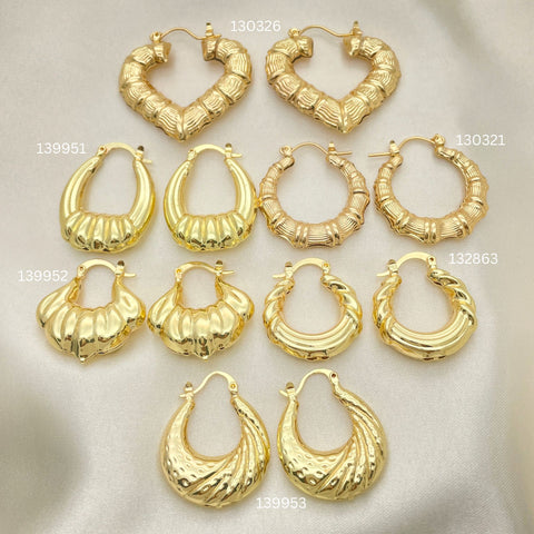 25 Assorted Puff Shrimp Hoops In Oro Laminado Gold Filled ($4.00 each) for $100 Gold Layered