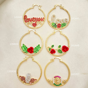 Gold Filled Hoop Earrings — 25 Assorted Design Hoops In $4.00 each for — main product view — SKU 152707 | Oro Laminado aretes de aro — 25 Assorted diseño Hoops In $4.00 each for — SKU 152707