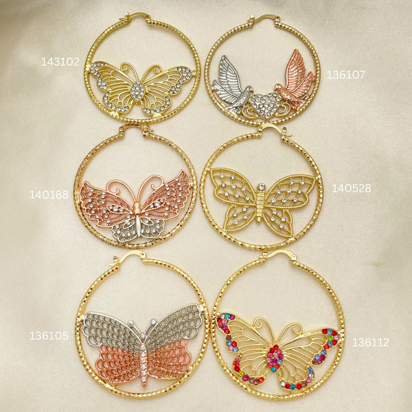 Gold Filled Hoop Earrings — 25 Assorted Design Hoops In $4.00 each for — main product view — SKU 152710 | Oro Laminado aretes de aro — 25 Assorted diseño Hoops In $4.00 each for — SKU 152710