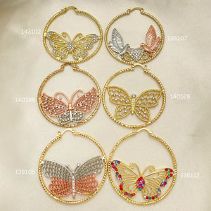 Gold Filled Hoop Earrings — 25 Assorted Design Hoops In $4.00 each for — main product view — SKU 152710 | Oro Laminado aretes de aro — 25 Assorted diseño Hoops In $4.00 each for — SKU 152710